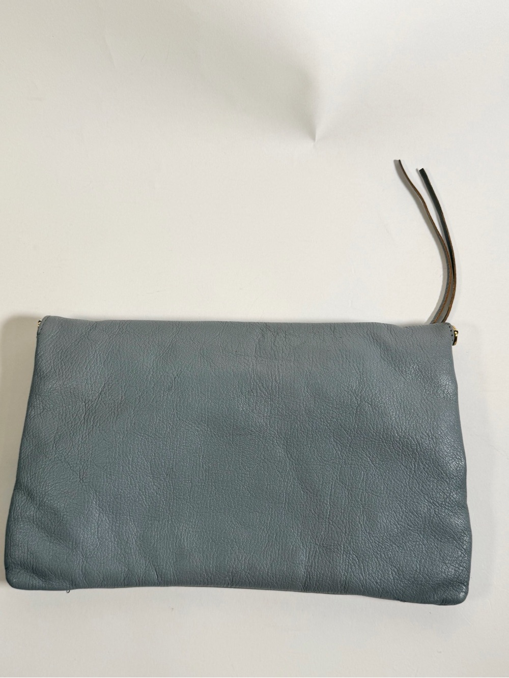 Balenciaga Leather Foldover Envelope Clutch Crossbody Grey and Gold Hardware - Picture 4 of 6